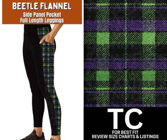 Beetle Flannel Side Panel Pocket Full Length Leggings