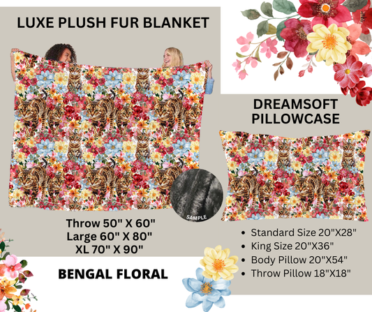 Preorder! Closes 2/24. ETA May. Bengal Floral Luxe Plush Fur Blanket and/or DreamSoft Pillowcase