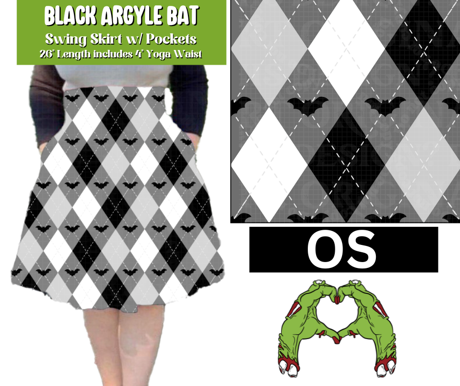 Black Argyle Bat Swing Skirt