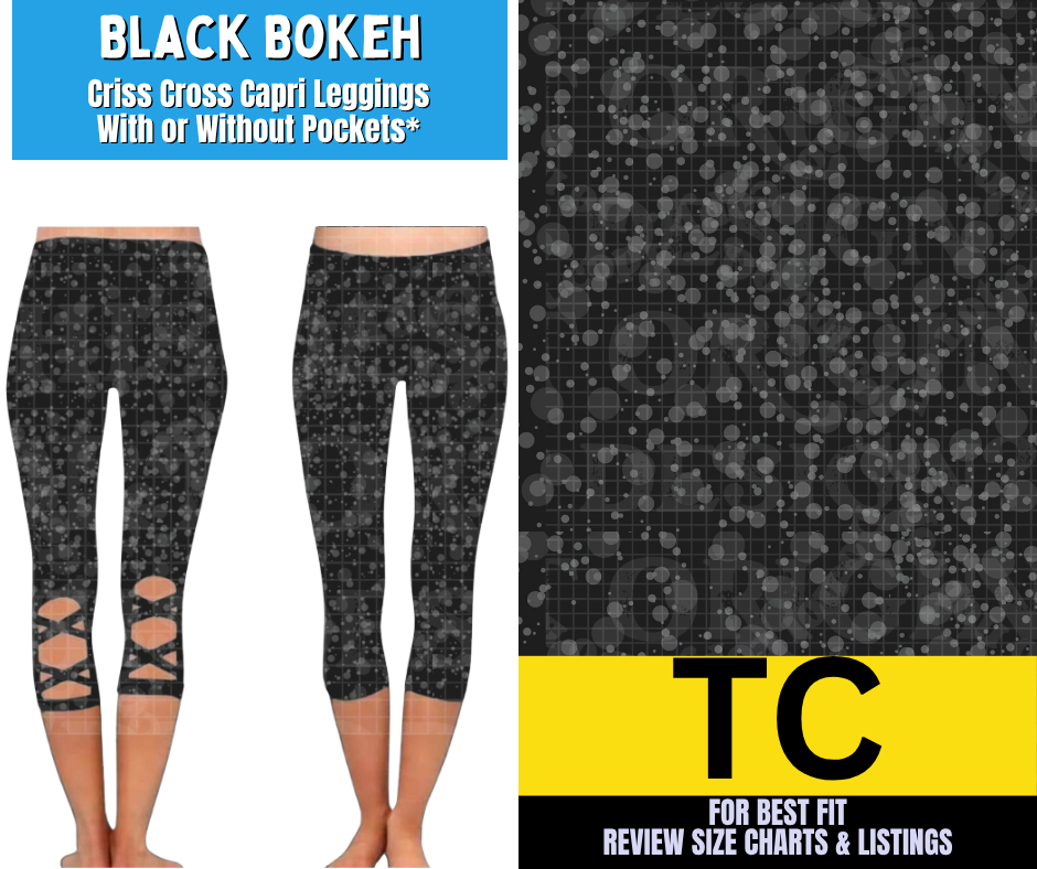 Black Bokeh Criss Cross Capri w/ Pockets