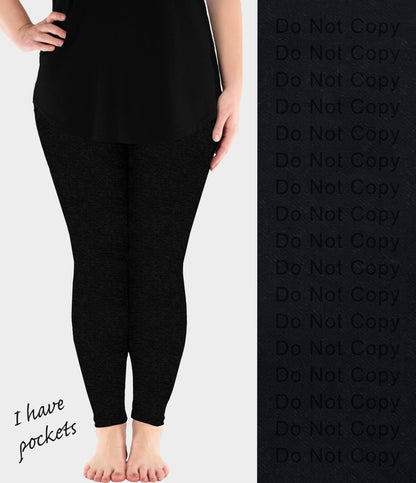 RTS - Black Faux Denim Leggings w/ Pockets