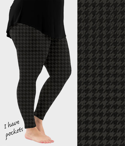 RTS - Black Houndstooth Leggings w/ Pockets