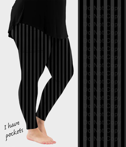 RTS - Black Stripes Leggings w/ Pockets