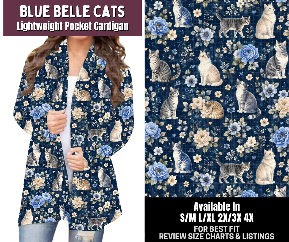 Preorder! Closes 9/14. ETA Dec. Blue Belle Cats Pocket Cardigan