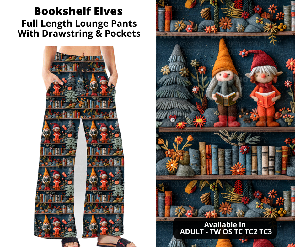 Preorder! Closes 9/18. ETA Nov. Bookshelf Elves Full Length Lounge Pants