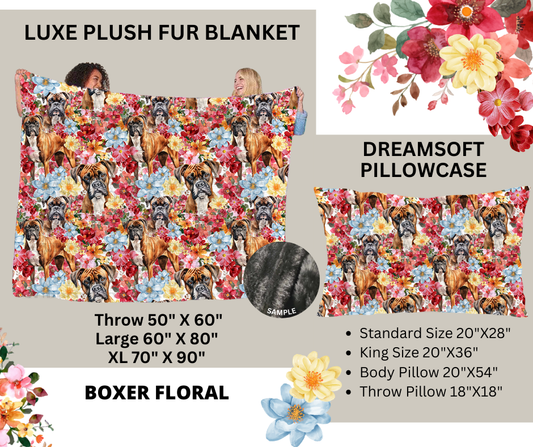 Preorder! Closes 2/24. ETA May. Boxer Floral Luxe Plush Fur Blanket and/or DreamSoft Pillowcase