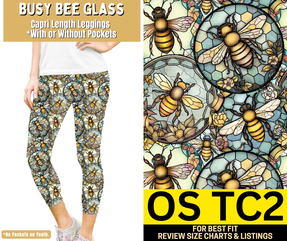 Busy Bee Glass Capri Length Leggings w/ Pockets