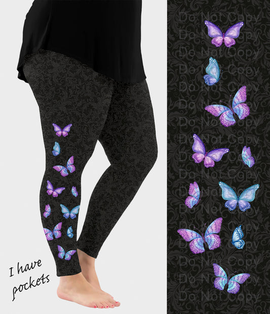 RTS - Butterflies Side Design Leggings w/ Pockets