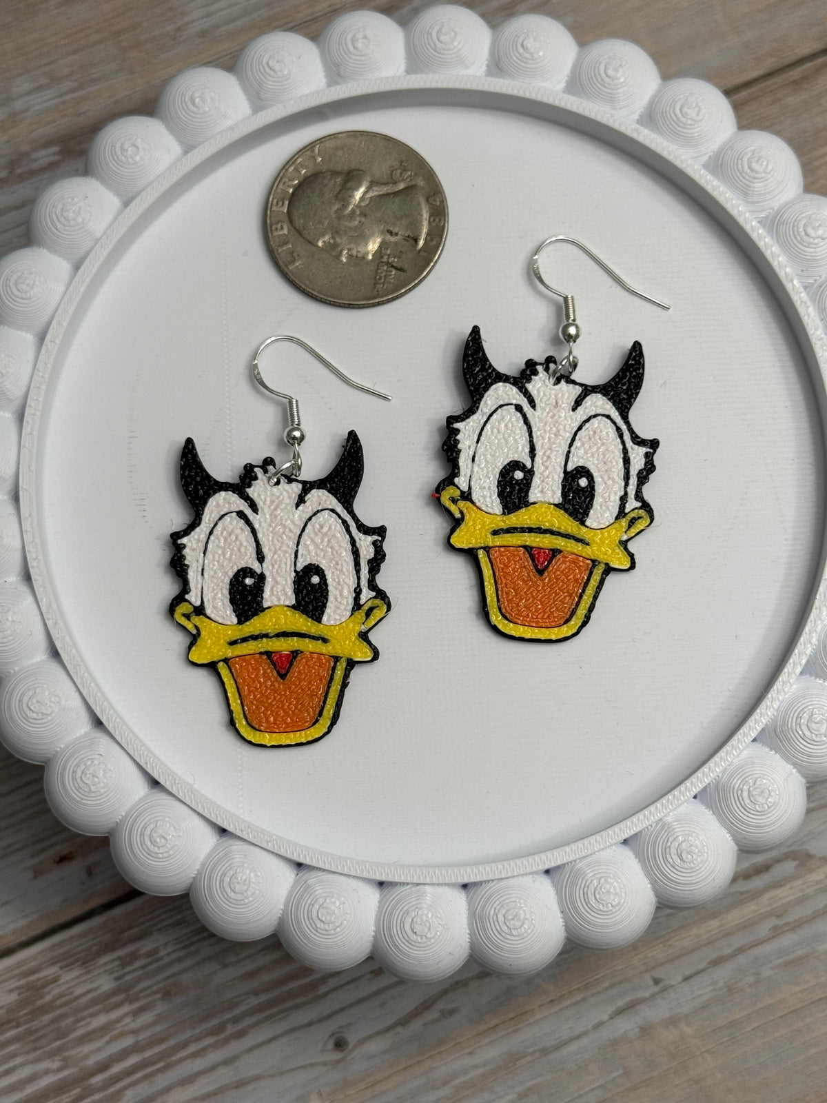 Devil Don Duck- 3D Printed Earrings - Halloween