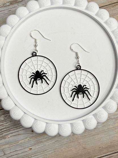 Dainty Spider Web- 3D Printed Earrings - Halloween