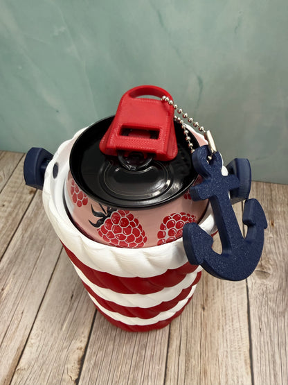 Nautical Rope Red, White, and Blue Cooler 12 oz Can Holder- 3D print