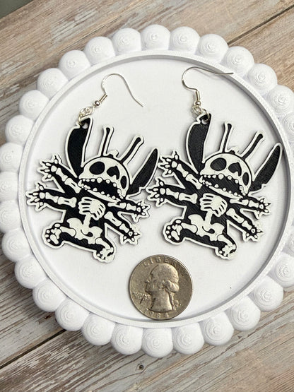 Alien Skeleton- 3D Printed Earrings - Halloween