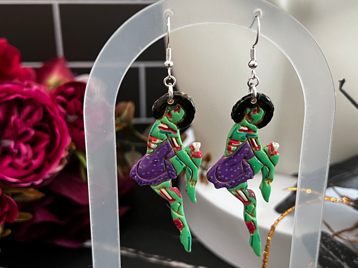 Zoey- Pin-up Ghoul- Spooky Hook Earrings