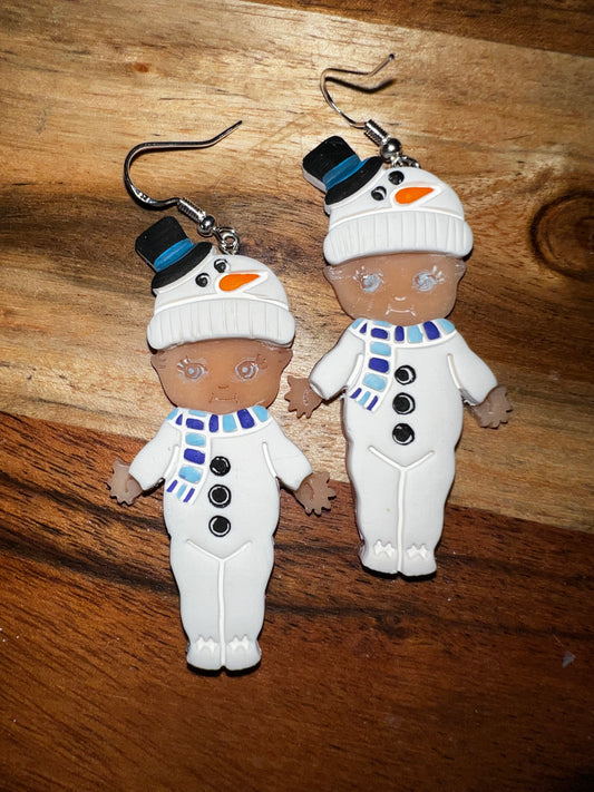 Snowman Kewpie Doll- Merry Collection- Hook Earring