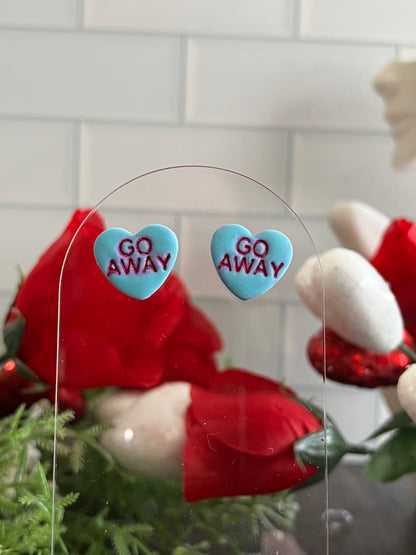 Go Away -Naughty Conversation Hearts- Valentine’s- Stud Earring