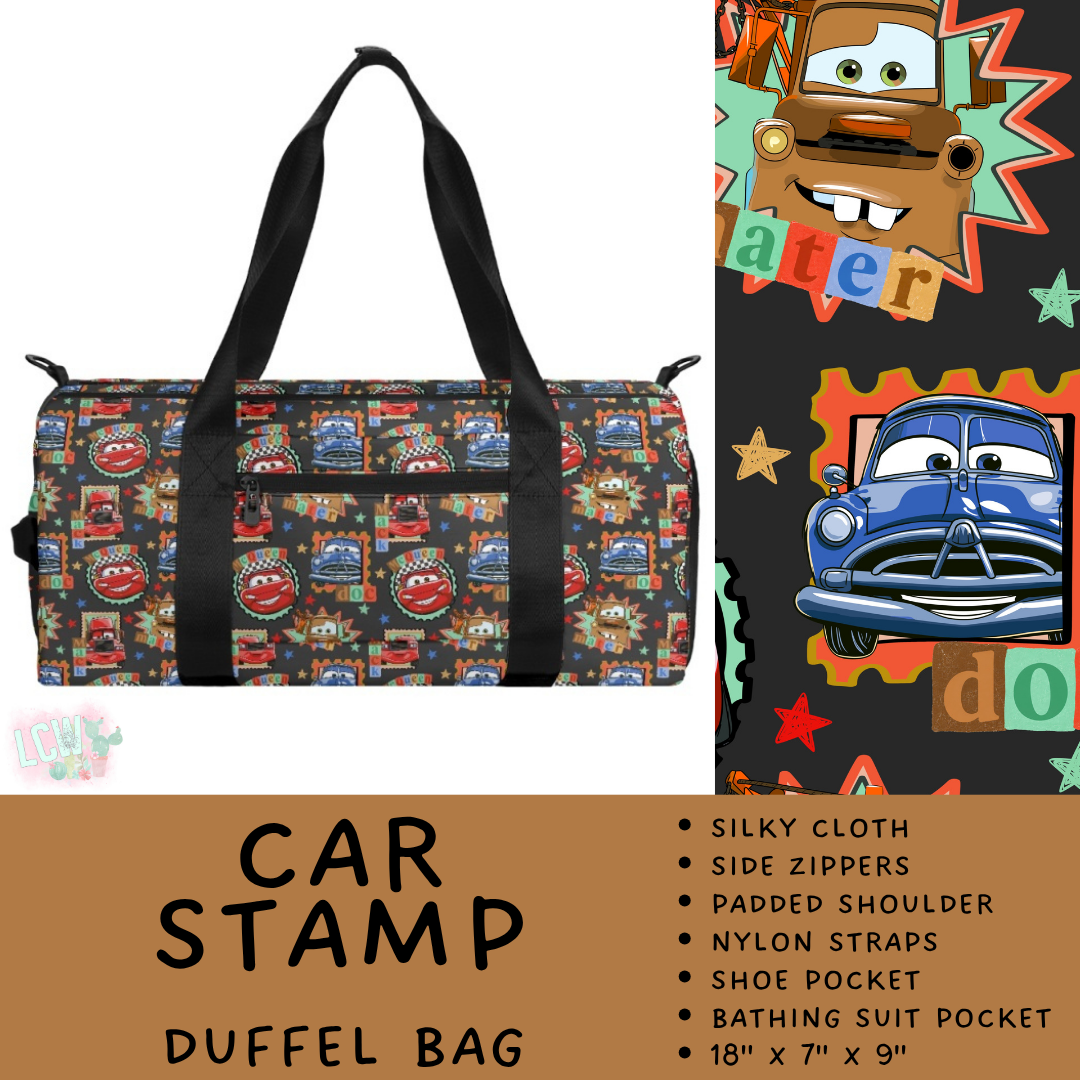 Batch #609 - Travel Collection 2 - Closes 11/6 - ETA early Jan - Car Stamp Duffel Bag