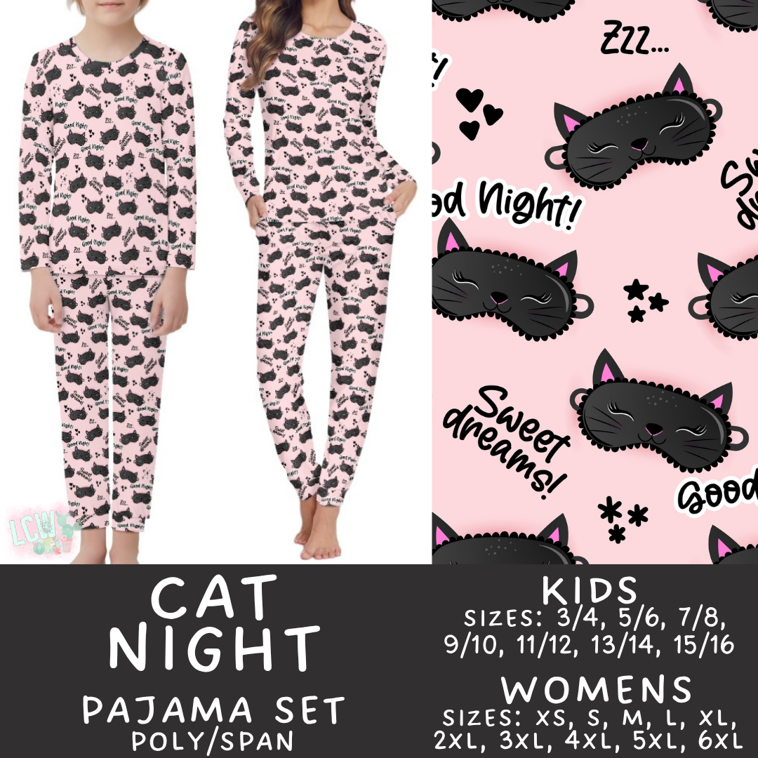 Batch #587 - Family Pajamas 2 - Closes 9/18 - ETA mid Nov - Cat Night Women's & Kid's Pajama Sets