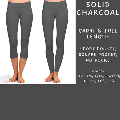 Ready To Ship - Solid Charcoal Full and Capri Length Leggings