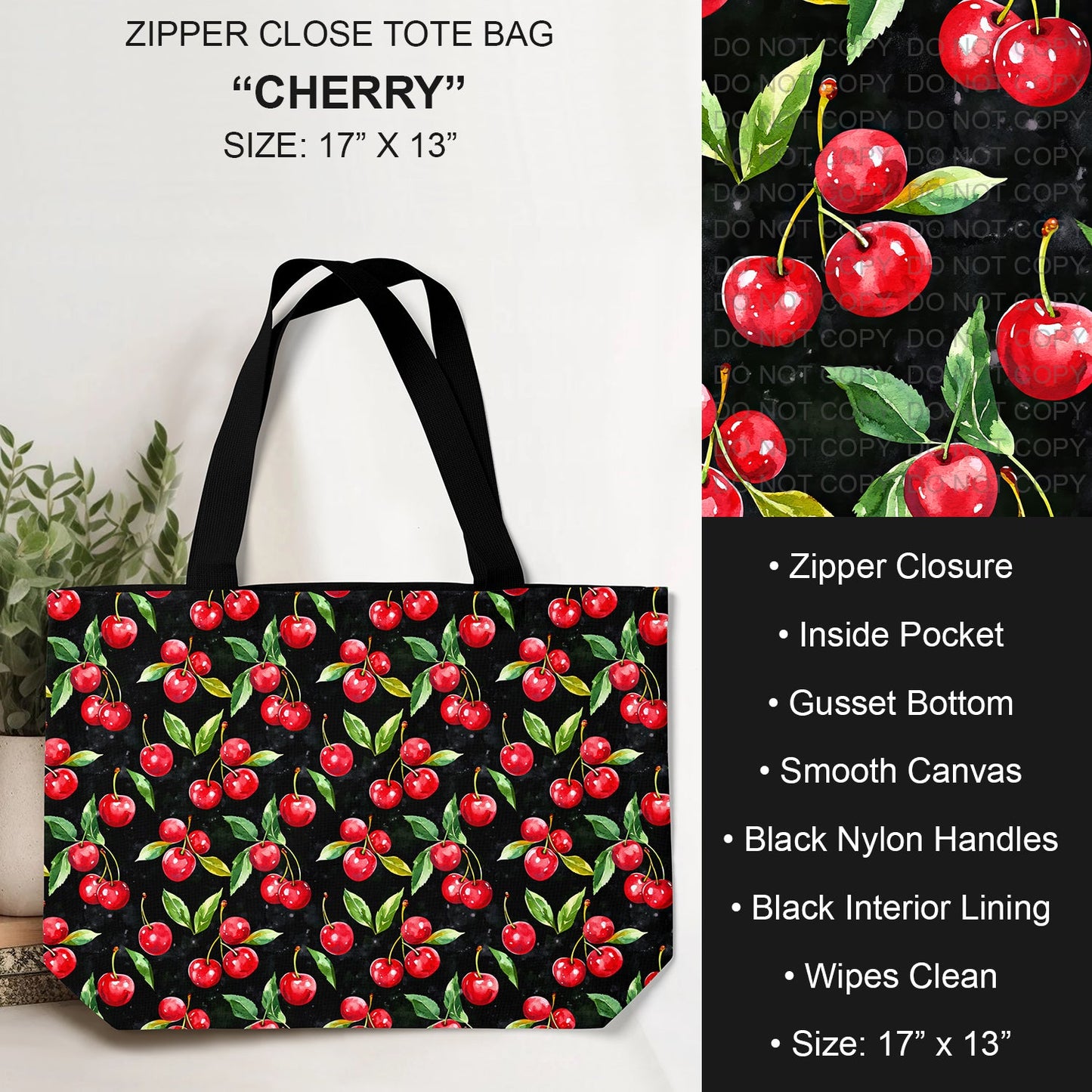 B232 - Preorder Cherry Tote Bag (Closes 6/04. ETA: late July)