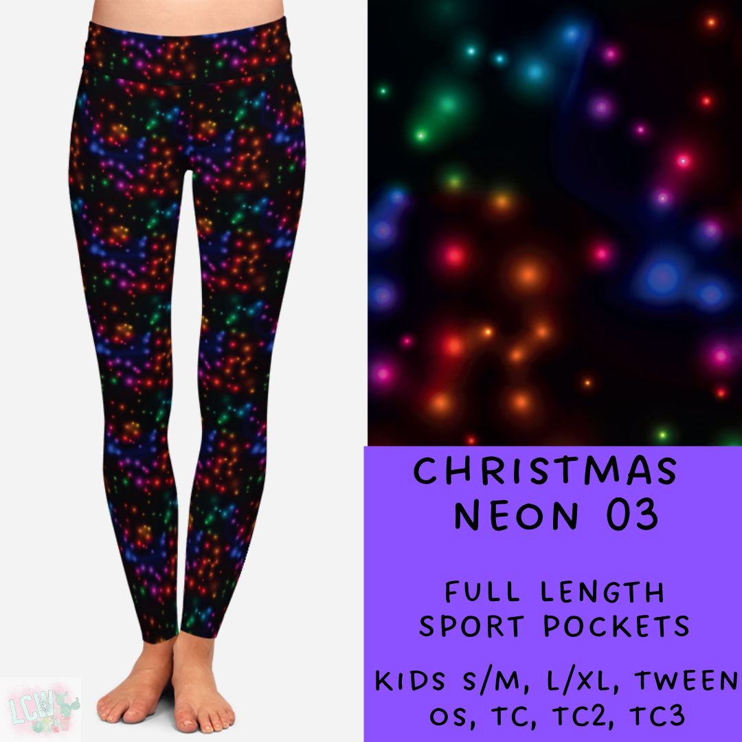 Ready To Ship - Christmas Neon 03 Leggings - TC2 No Pockets