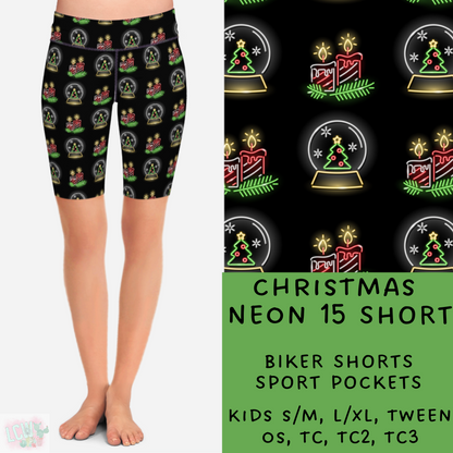 Batch #225 - Neon Christmas - Closes 10/28 - ETA early Dec - Christmas Neon 15 Biker & Jogger Shorts