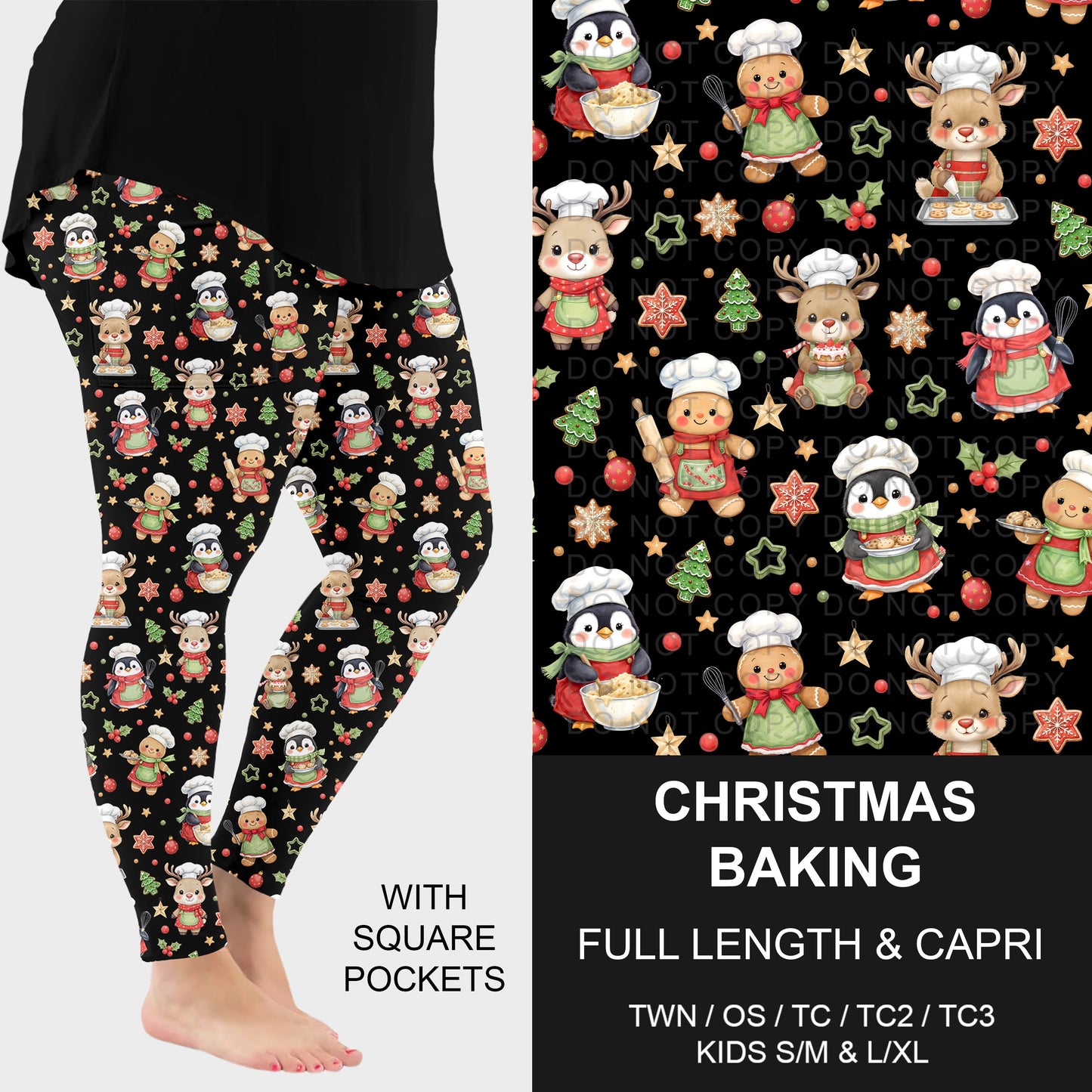 B311 - Preorder Christmas Baking Leggings w/ Pockets (Closes 9/06. ETA: mid Nov.)