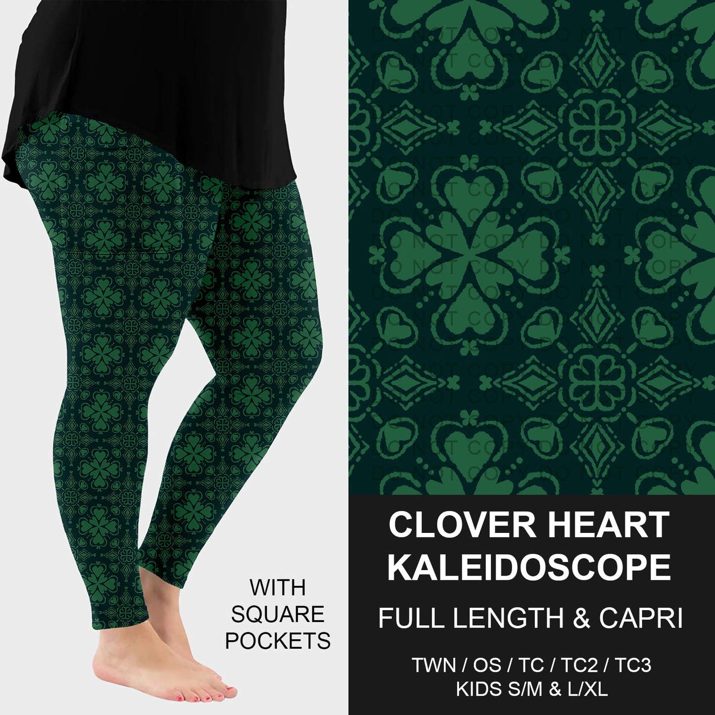 B268 - Preorder Clover Heart Kaleidoscope Leggings w/ Pockets (Closes 12/28. ETA: mid Feb.)