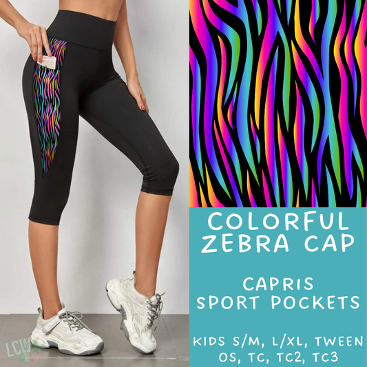 Ready To Ship - Colorful Zebra Capri Leggings