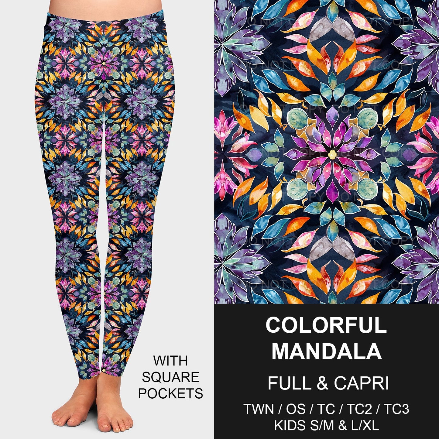 B208 - Preorder Colorful Mandala Leggings w/ Pockets (Closes 1/26. ETA: early May)