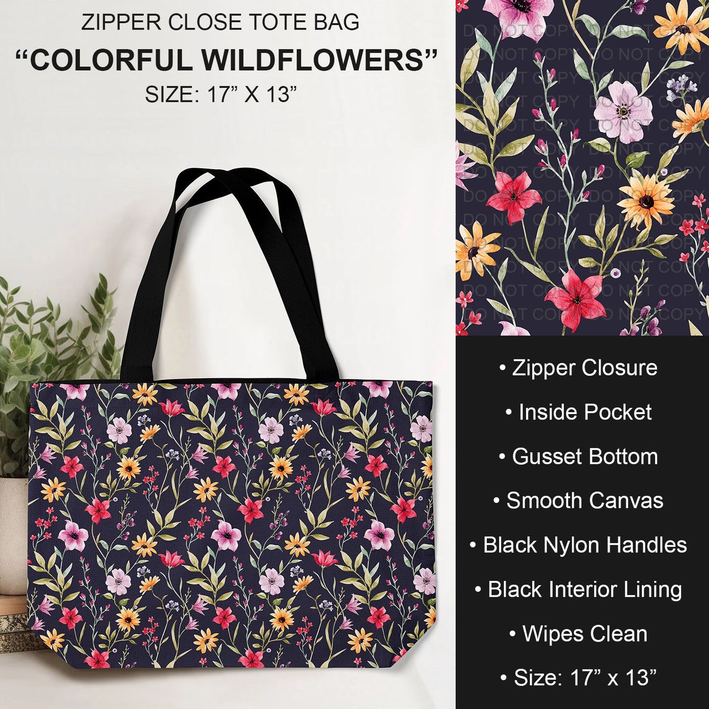 B232 - Preorder Colorful Wildflowers Tote Bag (Closes 6/04. ETA: late July)