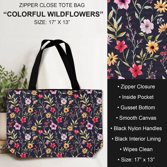 B232 - Preorder Colorful Wildflowers Tote Bag (Closes 6/04. ETA: late July)