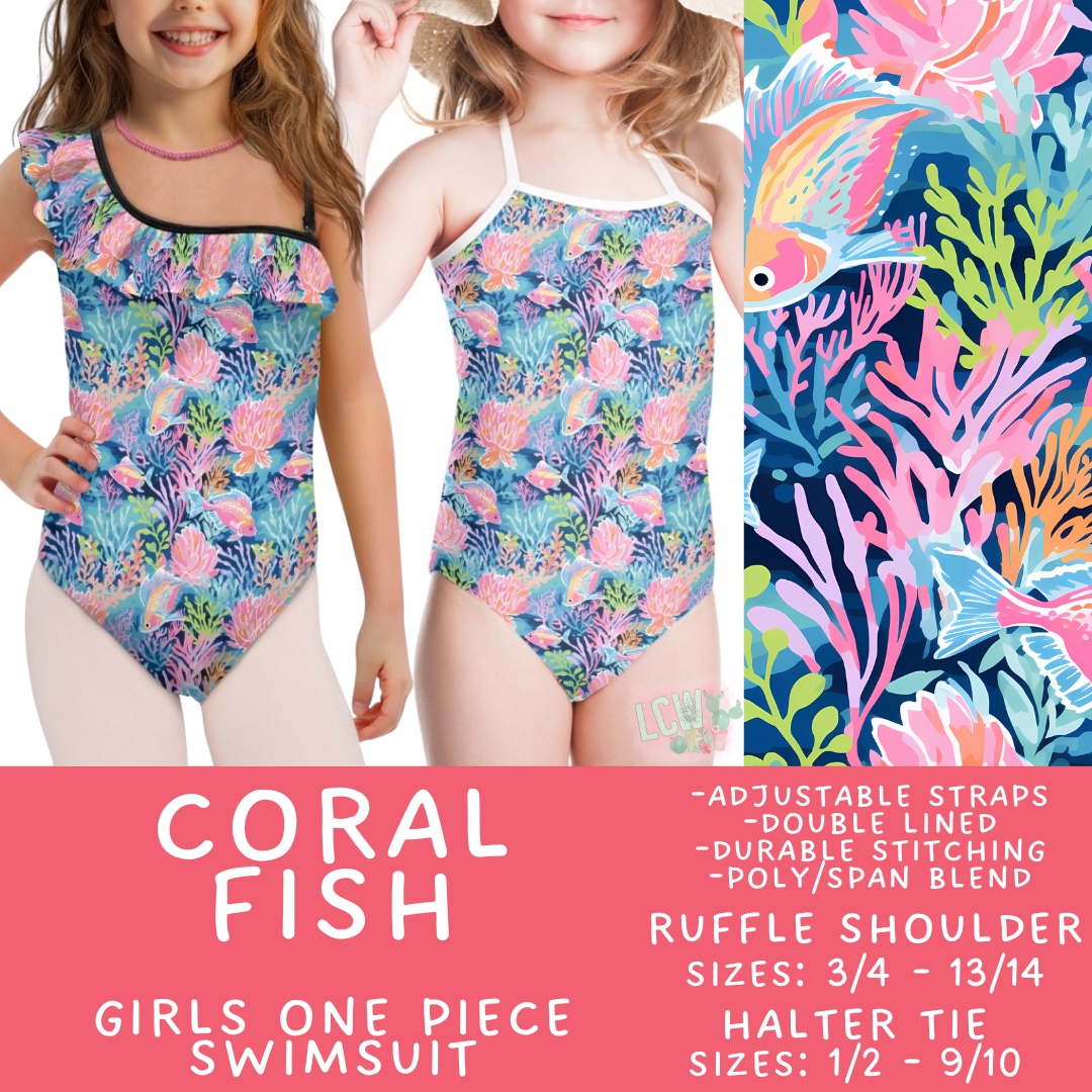 Batch #543 - Pool Party 2 - Closes 6/15 - ETA early/mid August - Coral Fish Girl's Swimsuit