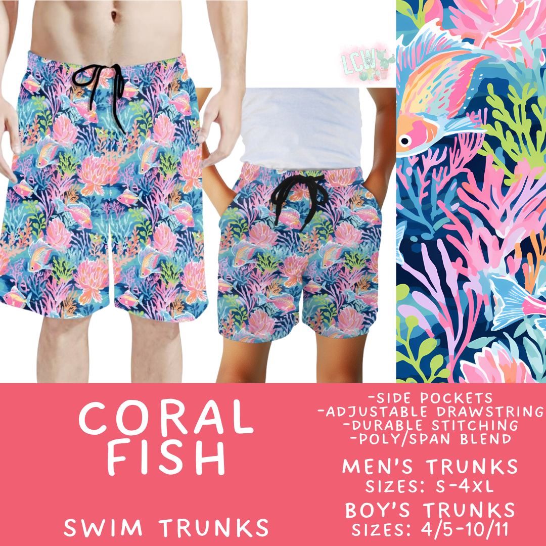 Batch #543 - Pool Party 2 - Closes 6/15 - ETA early/mid August - Coral Fish Boys' & Men's Swim Trunks