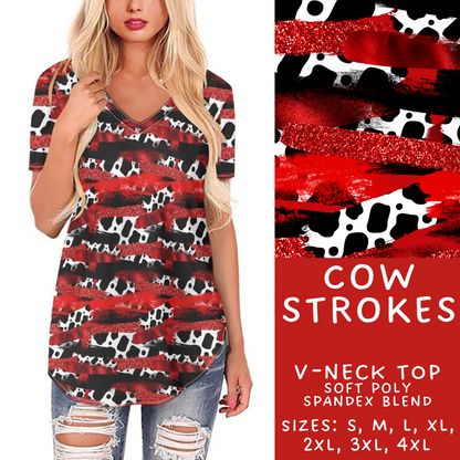 Batch #294 - Brush Strokes - Closes 2/26 - ETA mid/late April - Cow Strokes V-Neck Tee