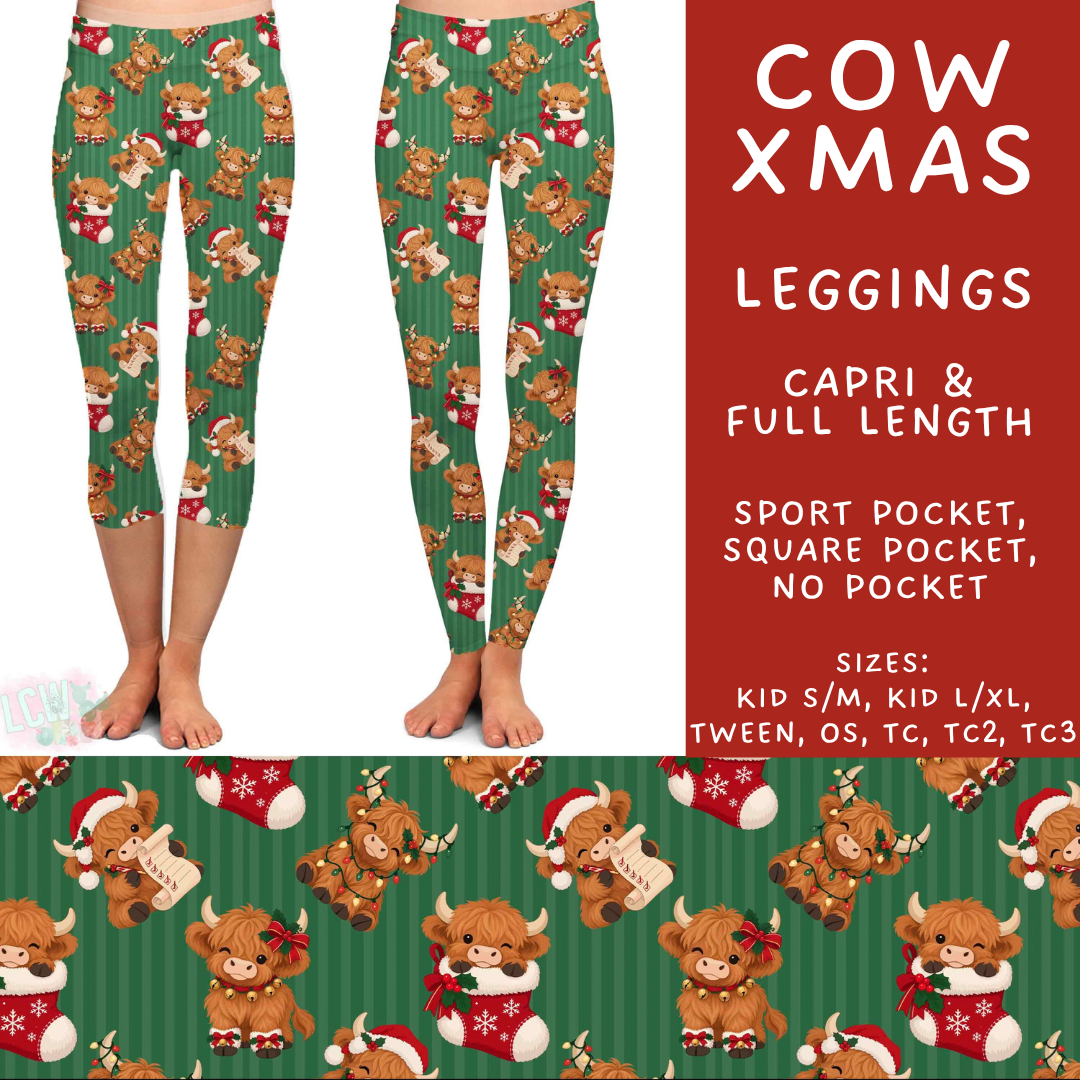 Batch #600 - Jingle all the Way 2 - Closes 10/19 - ETA early/mid Dec - Cow Xmas Full and Capri Length Leggings