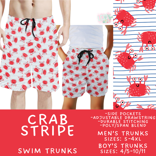 Batch #543 - Pool Party 2 - Closes 6/15 - ETA early/mid August - Crab Stripe Boys' & Men's Swim Trunks