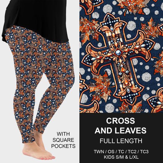 B246 - Preorder Cross and Leaves Leggings w/ Pockets (Closes 8/17. ETA early Oct.)
