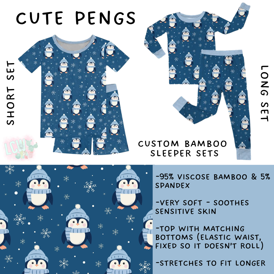 Ready to Ship - Cute Pengs Bamboo Long Sleeper Set - 2T