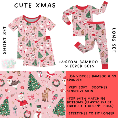 Batch #593 - Little Dreamers Christmas 3 - Closes 10/2 - ETA late Nov - Cute Xmas Bamboo Short and Long Sleeper Set