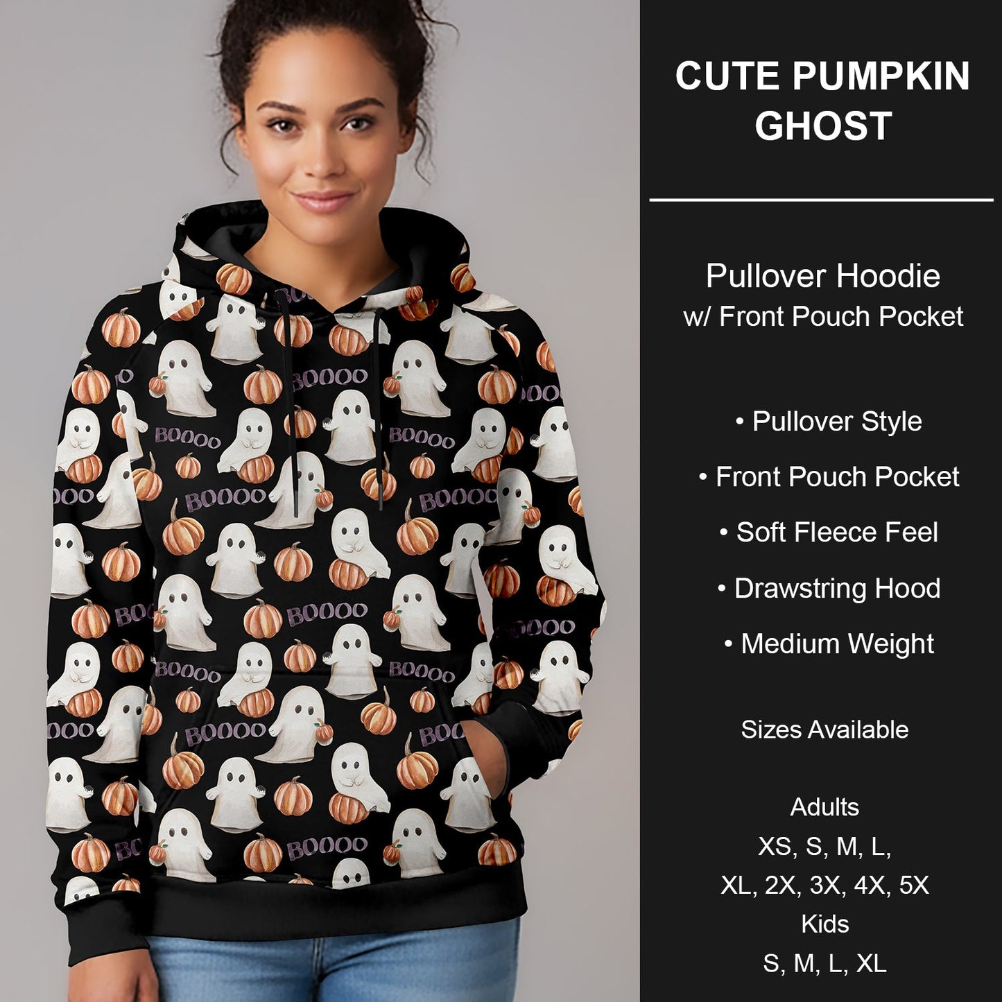 B299 - Preorder Cute Pumpkin Ghost Pullover Hoodie (Closes 7/12. ETA mid Sept.)