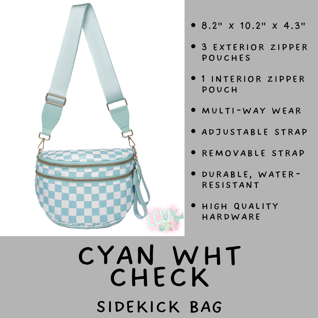 Batch #577 - Sidekick Bag - Closes 8/28 - ETA early/mid October - Cyan Wht Check Sidekick Bag