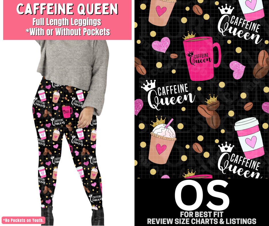 Caffeine Queen Full Length Leggings w/ Pockets