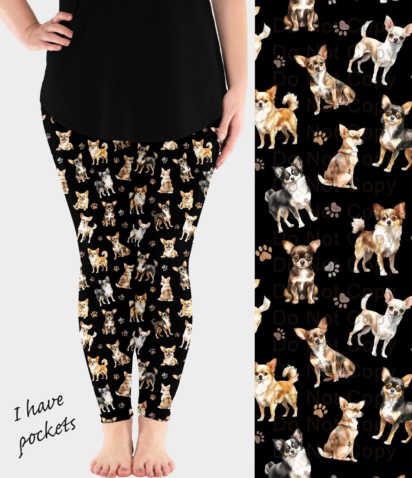 RTS - Chihuahua Dog Breed Leggings w/ Pockets