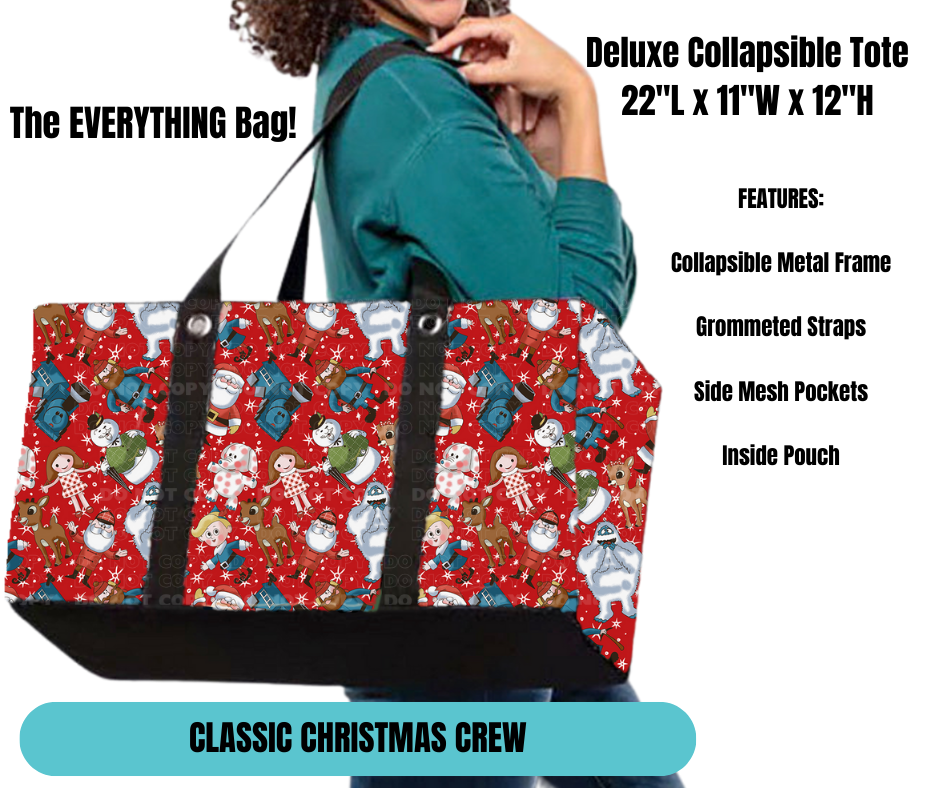 Classic Christmas Crew Collapsible Tote