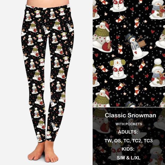 Classic Snowman Leggings with Pockets