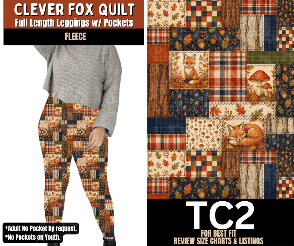 Clever Fox Quilt Leggings Fleece