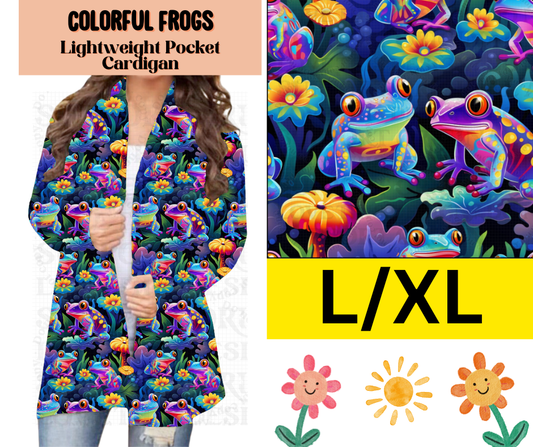 Colorful Frogs Pocket Cardigan