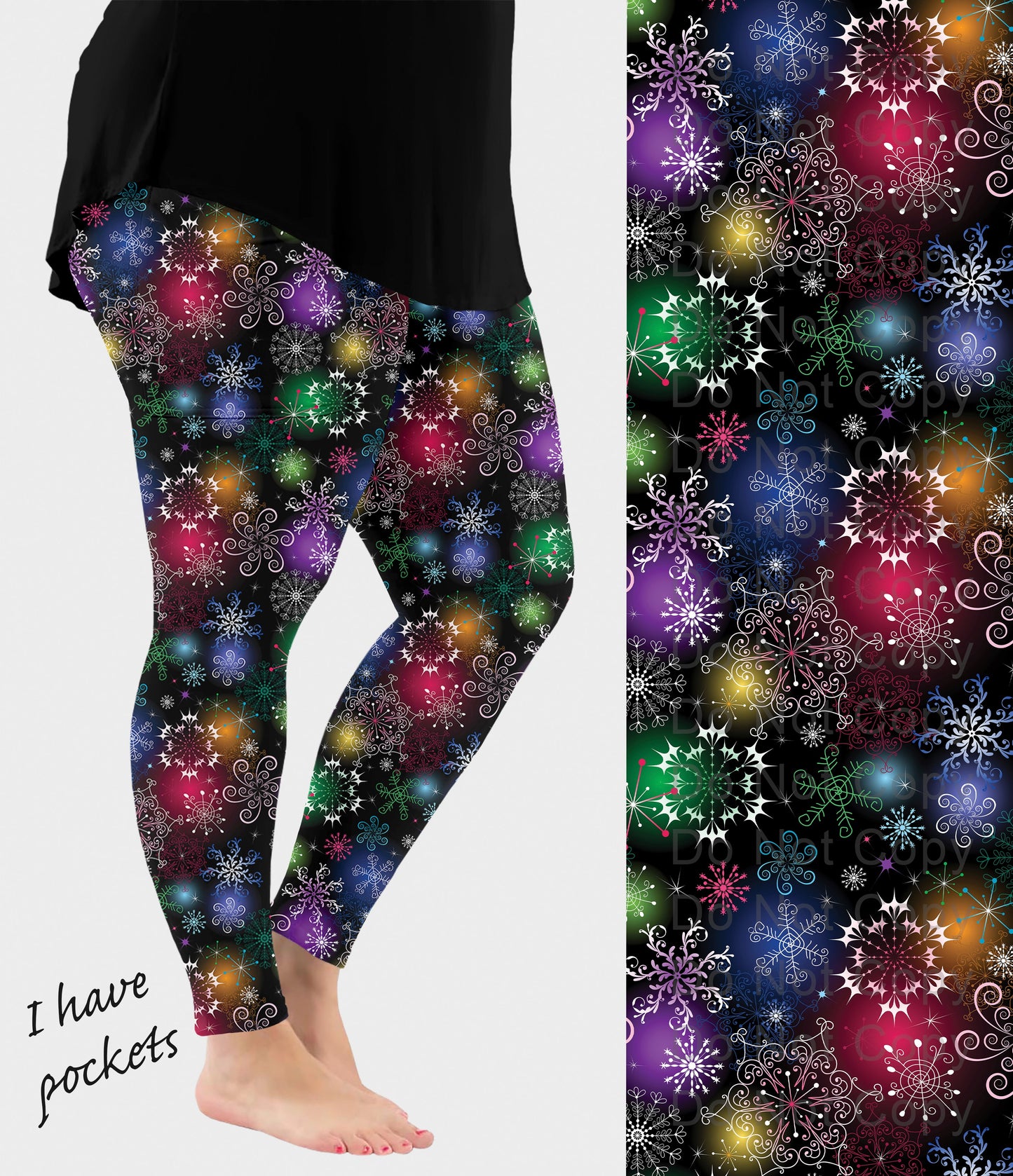 RTS - Colorful Snowflakes Leggings w/ Pockets