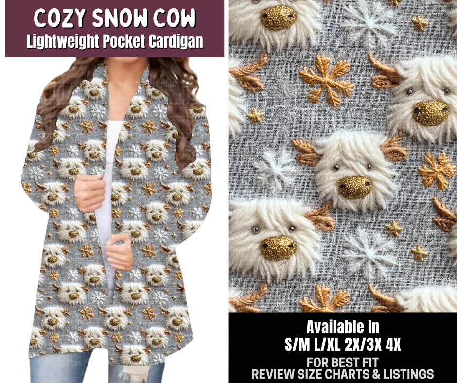 Preorder! Closes 9/14. ETA Dec. Cozy Snow Cow Pocket Cardigan
