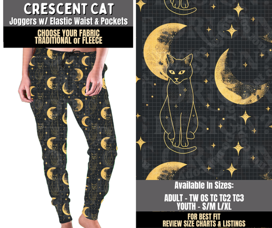 Preorder! Closes 8/3. ETA Nov. Crescent Cat Joggers Choose Fleece or Traditional